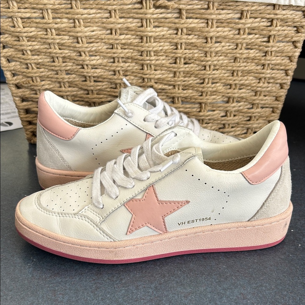 Vintage Havana White Sneakers with Blush Pink Star & Trim - Picture 2 of 5